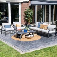 Ensemble de conversation de luxe en aluminium pour l'extérieur, 4 pièces, mobilier de patio, ensemble de canapés d'extérieur pour villa