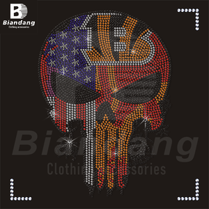 シンシナティベンガルズカスタムラインストーン転送ストラスNFLフットボールチームデカールモチーフホットフィックスアイアンオンラインストーン転送 - Product Image 2