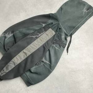 Sudaderas con capucha de peso pesado personalizado bordado su propio logotipo hombres ácido lavado diamantes de imitación sudaderas con capucha - Product Image 3