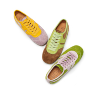 Chaussures décontractées à lacets pour femmes avec talons plats et dessus en cuir de vache - Tendance de la mode toutes saisons