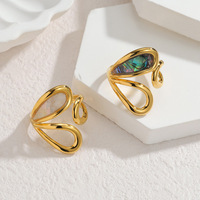 Cincin Terbuka Gaya Lautan Irregular Mewah Baru dari Baja Anti Karat, Tidak Mudah Luntur, Cincin Jari Fashion untuk Wanita