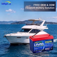 Batterie LiFePO4 25.6V 100AH Grade A 6000 Deep Cycle Lithium Marine avec BMS intelligent Bluetooth M8 Terminal CE RoHS IP67 OEM ODM