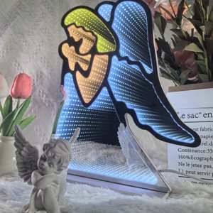 Lámpara de Pared de Plástico con Luces LED 3D de Espejo Infinito de Ángel, Iluminación Decorativa de Ilusión Óptica para el Hogar, Centros Comerciales y Regalos, Resistente al Agua IPX3 - Product Image 4