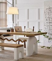 Table à manger carrée Mcdull, style français moderne, rétro, en bois massif, couleur bois naturel, avec chaises, 8 places