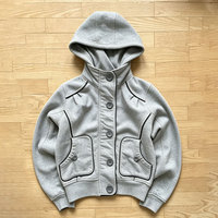 Blouson Bomber Unisexe OEM en Coton Épais Rembourré Brodé à Capuche, Design à Bouton Unique sur le Devant, Respirant, Hiver, Style Urbain