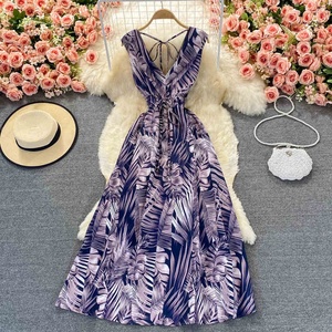 Vestidos Largos de Playa para Vacaciones en la Costa, Estilo Bohemio de Verano, Espalda Descubierta, Cuello en V, Tejido Sólido y Ecológico - Product Image 2