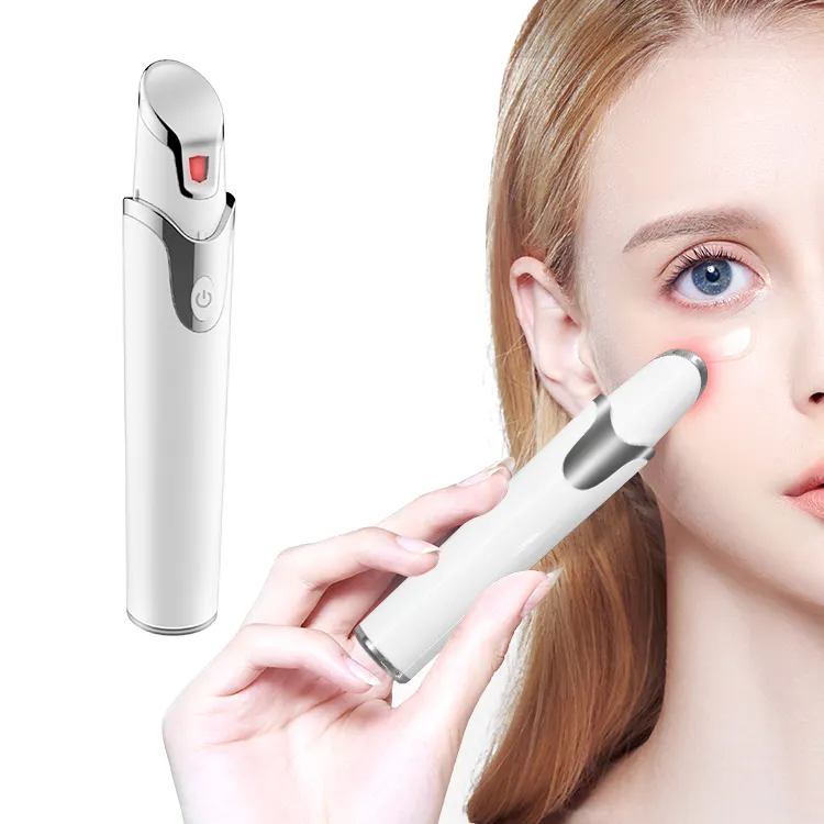 Good Quality Rechargeable Ionic Ems Eyes Facial Massage Wand Anti-Wrinkle Mini Electric Vibration Heat Led Eye Massager Pen
