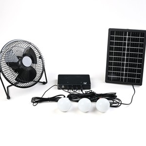 Solar Powered Lighting Fan System 12V DC With Three <b>Lights</b> And Fan For Outdoor Camping - Product Image 2