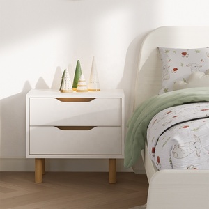 Only B2B Boori elegante madera esquina <span class=keywords><strong>mesita</strong></span> de <span class=keywords><strong>noche</strong></span> blanca con 2 cajones - Product Image 2