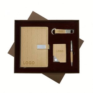 Hot UV Printing Sale Wooden Style Business Customized Gift Set <b>USB</b> <b>Flash</b> <b>Drive</b> Pen PU Leather A5 Notebook Journal Corporate Gift - Product Image 1