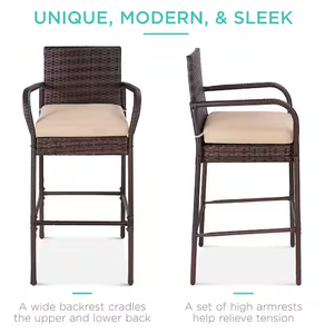 <span class=keywords><strong>Wicker</strong></span> thanh phân ngoài trời Patio mây ghế kim loại khung thiết lập của hai với tan đệm - Product Image 2