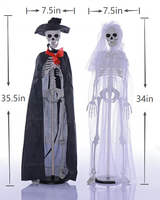 Décoration de squelette d'Halloween 90 cm, squelette amovible avec articulations complètes pour fêtes d'Halloween, maisons et cours