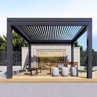 Pergola bioclimatique en aluminium motorisée CBMMART, pergola extérieure, gazebo, pavillon avec télécommande, pergola à lames orientables