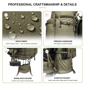Sac à dos de <span class=keywords><strong>chasse</strong></span> étanche GAF 80L avec cadre en fibre de carbone et support pour <span class=keywords><strong>arc</strong></span>, idéal pour la <span class=keywords><strong>chasse</strong></span> au gros gibier (élans, cerfs) - Product Image 3