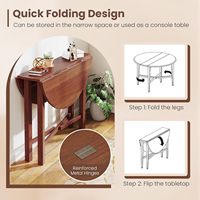 Table à manger ronde pliante de 36 pouces pour 2 à 4 personnes, gain de place, montage facile pour la cuisine, le salon, en noyer