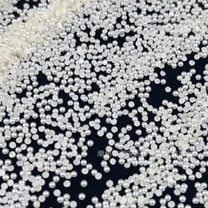 Perles acryliques demi-rondes blanches et beiges plates pour embellissement d'ongles DIY, accessoires, perles dispersées de 3 mm - Product Image 2