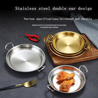 Accessoires de cuisine de haute qualité restaurant 304 acier inoxydable doré rond collation poulet plat plat plat avec poignée