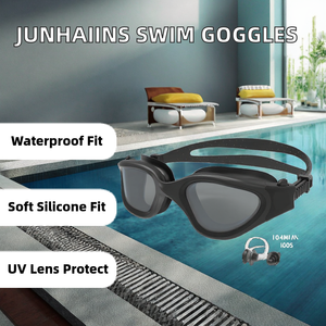 Waterproof <b>Large</b>-<b>Frame</b> Anti-Fog Silicone Training Swim Goggles PC Lens UV Protection for Adults Men Women Swimmers - Product Image 2