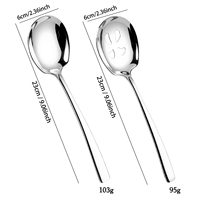 Lot de couverts professionnels en acier inoxydable épaissi avec cuillère de service à long manche et cuillère ajourée pour restaurants, hôtels et mariages
