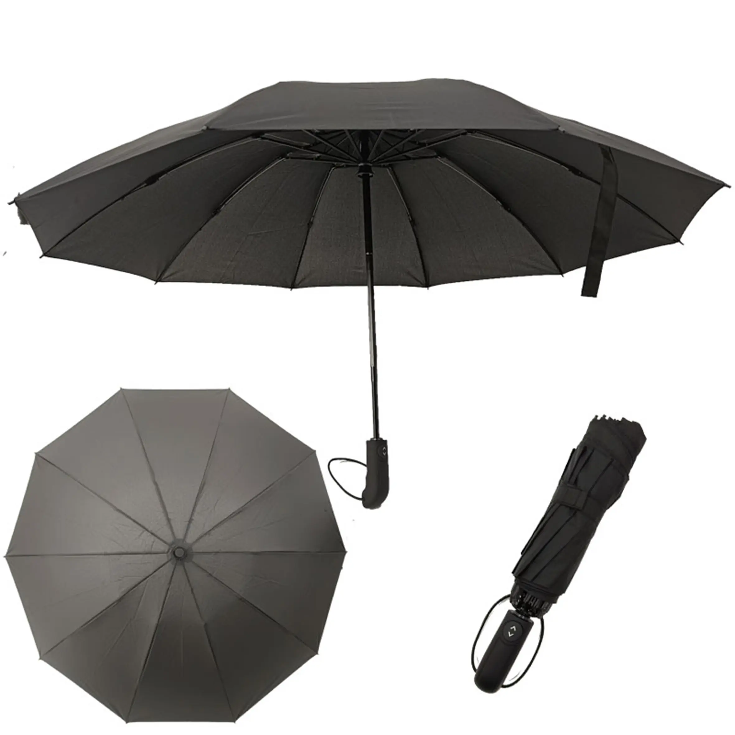 Aço inoxidável Handle Windproof Grandes guarda-chuvas, Men Business Folding Rain Umbrellas 10K Guarda-chuvas totalmente automáticos/