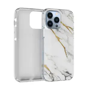 IMD Marble Printing TPU+PET Cell Phone Cover For iPhone 12 13 14 Geometric Stripe Marble Phone Case