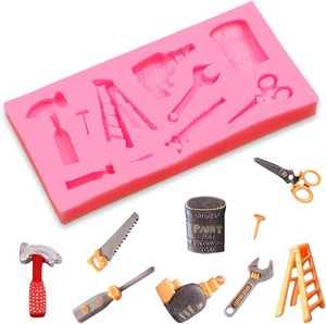 <b>Mini</b> Construction Tools Fondant Silicone Molds Hand Tool <b>Chocolate</b> Molds for Cake Decor Candy Cupcake Topper Polymer Clay - Product Image 6