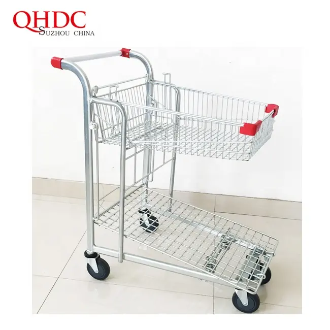 2-tier metall klapp warenkorb supermarkt hand trolley