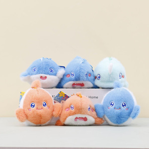 Porte-clés en peluche Poisson-clown, adorable porte-clés en peluche d'animaux marins, poulpe, requin, baleine, méduse, homard, crabe, jouets en peluche - Product Image 1