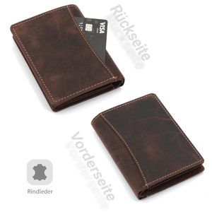 <b>Men's</b> Retro <b>Wallet</b> Top Layer Crazy Horse Cowhide <b>RFID</b> Blocking Casual Short <b>Wallet</b> Coffee Brown Solid Color Spring 2024 - Product Image 2
