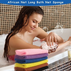 Éponges de douche longues en filet africain pour une exfoliation plus douce, sangle de lavage corporel exfoliante, éponge de bain africaine en filet - Product Image 4
