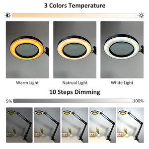 Factory Direct Sales Magnifier 5x Light Adjustable Foldable Swing Arm Creative Usb LED 5V Desk <strong>Lamp</strong> 10 Steps Dimming 3 CCT - Product Image 2