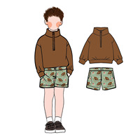 Ensemble d'été pour garçons, personnalisable en usine BC2-2, avec col montant demi-zip et short à taille élastique, vente en gros