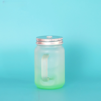 Gobelets Mason populaires pour adultes, à sublimation, dégradés, avec couvercles à paille rabattable, en verre vierge de couleur fluorescente, de qualité alimentaire et compatibles lave-vaisselle