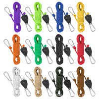 Corde de tente de camping extérieure coupe-vent avec poulie et boucle réglable, corde parapluie 4MM hautement réfléchissante