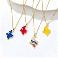 Collier pendentif carte de la Colombie incrusté de strass en forme de goutte d'huile, accessoires pour hommes et femmes, vente en gros