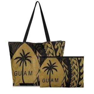 Guam <b>Pattern</b> Women Versatile Carryall Dropship POD Dupont <b>Paper</b> Sets 2pcs Shoulder Bag Polynesian Style Durable Handbag for Lady - Product Image 4