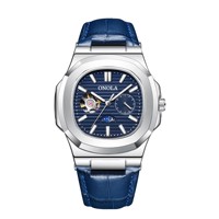 ONOLA 3855 Montre squelette de luxe pour homme, tourbillon mécanique de haute qualité avec phase de lune, étanche, affichage soleil-lune-étoiles