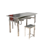 Tabouret suspendu moderne pour quatre personnes Table à manger avec chaise en acier inoxydable pour la cantine scolaire ou le personnel de la salle à manger des étudiants