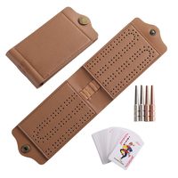 Tragbares, faltbares Cribbage-Brettspiel-Set aus PU-Leder mit Metall-Punktezähler, kompaktem Taschendesign, langlebiger Naht und individuellem Spiel