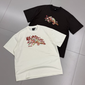 T-shirt in Cotone Slub all'Ingrosso con Stampa Digitale ad Alta Definizione e Ricamo, 230 Gsm, Taglie Oversize per <span class=keywords><strong>Uomo</strong></span> - Product Image 1