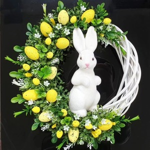 DAMAI Easter Wreaths for Front Door Easter Wreath Colorful Eggs Wreath with Rabbit for Outdoor Holiday Celebration Decoration - Product Image 2