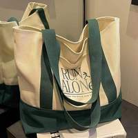 Sacs fourre-tout en toile réutilisables imprimés en couleur avec logo et motif personnalisés, avec poignées épaule et main, usage polyvalent