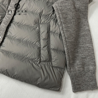 Doudoune légère pour homme avec empiècements tricotés sur les manches, col montant côtelé, fermeture à boutons-pression, veste matelassée fine, vêtement d'extérieur chaud pour le quotidien