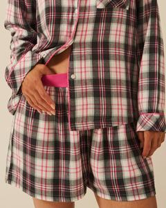 Conjunto de Pijama de Dos Piezas para <span class=keywords><strong>Mujer</strong></span>, Estilo Cardigan con Solapa, Diseño Holgado con Botones, Estampado a Cuadros, Ropa Casual para el Hogar y Exteriores - Product Image 2