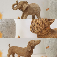 Exquises décorations de bureau en résine, style rotin tressé, représentant de petits animaux, faites à la main, d'inspiration antique