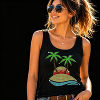 Transfert thermique personnalisé avec strass pour T-shirts, design estival pour les vacances