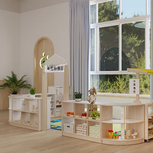 Set di Mobili Interattivi <span class=keywords><strong>Montessori</strong></span> per Asilo Nido, Scuola Materna e Aula, Tavolo e Sedie in Legno - Product Image 2