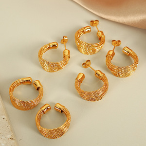 Huggie Earrings <b>Gold</b> Multi Layered C <b>Ring</b> Women's Party Jewelry <b>Set</b> Zinc Alloy Fashion Earrings - Product Image 1
