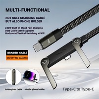 Câble de charge et de données super rapide Type-C vers Type-C 240W avec support en alliage d'aluminium et support pour téléphone