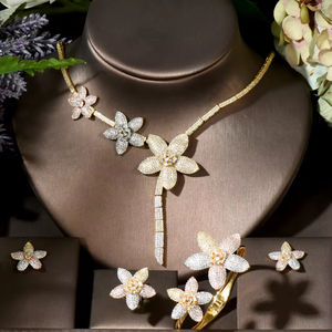 Conjunto de Joyas de Circonia con Diseño de Flores HIBRIDE Beauty Charm para Mujer, Accesorios para Vestido de Novia, Joyería Africana N-1736 - Product Image 2